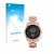 Front side of a product packaging with the brand logo upscreen. Next to it is the device Michael Kors Access Bradshaw 2 shown 
