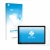 Front side of a product packaging with the brand logo upscreen. Next to it is the device Blackview Tab 9 shown with the corres