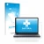Front side of a product packaging with the brand logo upscreen. Next to it is the device Microsoft Surface Laptop Studio shown
