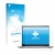 Front side of a product packaging with the brand logo upscreen. Next to it is the device Framework Laptop 13 shown with the co