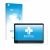 Front side of a product packaging with the brand logo upscreen. Next to it is the device ASUS ExpertCenter E1 AIO E1600 shown 