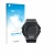 Front side of a product packaging with the brand logo upscreen. Next to it is the device Casio G-Shock G-Squad GBD-300 shown w