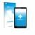 Front side of a product packaging with the brand logo upscreen. Next to it is the device Logicom Tab 80 8" shown with the corr