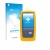 Front side of a product packaging with the brand logo upscreen. Next to it is the device Fluke DSX8000 shown with the correspo