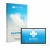 Front side of a product packaging with the brand logo upscreen. Next to it is the device Amazon Echo Show 21 shown with the co