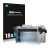 Front side of a product packaging with the brand logo Savvies. Next to it is the device Panasonic Lumix DMC-GF7 shown with the