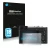 Front side of a product packaging with the brand logo Savvies. Next to it is the device Panasonic Lumix DC-TZ96 shown with the