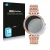 Front side of a product packaging with the brand logo Savvies. Next to it is the device Michael Kors Access Darci Gen 5E shown