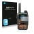 Front side of a product packaging with the brand logo Savvies. Next to it is the device Yaesu FT-70DR shown with the correspon