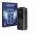 Front side of a product packaging with the brand logo Savvies. Next to it is the device Vaporesso Target 200 Mod shown with th