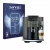 Front side of a product packaging with the brand logo Savvies. Next to it is the device Jura E8 (EC) shown with the correspond