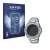 Front side of a product packaging with the brand logo Savvies. Next to it is the device Casio G-Shock GST-B500D-1A shown with 