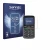 Front side of a product packaging with the brand logo Savvies. Next to it is the device Doro 1380 shown with the corresponding