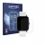 Front side of a product packaging with the brand logo Savvies. Next to it is the device QNix Smartwatch shown with the corresp