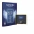 Front side of a product packaging with the brand logo Savvies. Next to it is the device Junsi iCharger DX12 shown with the cor