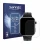 Front side of a product packaging with the brand logo Savvies. Next to it is the device Honor Choice InFoWear Watch 2i shown w