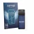 Front side of a product packaging with the brand logo Savvies. Next to it is the device Brainsport myPAD shown with the corres