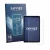 Front side of a product packaging with the brand logo Savvies. Next to it is the device Headwolf FPad 6 shown with the corresp
