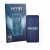 Front side of a product packaging with the brand logo Savvies. Next to it is the device Punkt MC03 shown with the correspondin