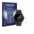 Front side of a product packaging with the brand logo Savvies. Next to it is the device Watches (Circular, ø: 34.5 mm) shown w