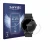 Front side of a product packaging with the brand logo Savvies. Next to it is the device Circular Displays (ø: 40 mm) shown wit