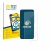 Front side of a product packaging with the brand logo BROTECT. Next to it is the device Samsung Galaxy A57 5G shown with the c