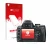 Front side of a product packaging with the brand logo upscreen. Next to it is the device Nikon D60 shown with the correspondin