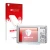 Front side of a product packaging with the brand logo upscreen. Next to it is the device Sony Cyber-Shot DSC-W830 shown with t