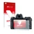 Front side of a product packaging with the brand logo upscreen. Next to it is the device Canon PowerShot G5 X shown with the c