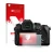 Front side of a product packaging with the brand logo upscreen. Next to it is the device Panasonic Lumix DMC-FZ2000 shown with