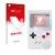 Front side of a product packaging with the brand logo upscreen. Next to it is the device Nintendo Gameboy (1989) shown with th