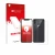 Front side of a product packaging with the brand logo upscreen. Next to it is the device Apple iPhone X (Front+Back) shown wit