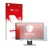 Front side of a product packaging with the brand logo upscreen. Next to it is the device Dell P2419H shown with the correspond