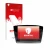 Front side of a product packaging with the brand logo upscreen. Next to it is the device Ford Edge 2015-2019 SYNC 2 8" shown w