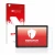 Front side of a product packaging with the brand logo upscreen. Next to it is the device Majestic Tab-912 4G shown with the co