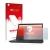 Front side of a product packaging with the brand logo upscreen. Next to it is the device Fujitsu Lifebook E5411 shown with the