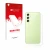 Front side of a product packaging with the brand logo upscreen. Next to it is the device Samsung Galaxy A54 5G (Back) shown wi