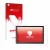Front side of a product packaging with the brand logo upscreen. Next to it is the device Telekom T Tablet shown with the corre