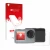 Front side of a product packaging with the brand logo upscreen. Next to it is the device Rollei Actioncam 9s Plus shown with t