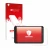 Front side of a product packaging with the brand logo upscreen. Next to it is the device Mediacom SmartPad Iyo 8 shown with th