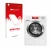 Front side of a product packaging with the brand logo upscreen. Next to it is the device Miele WEH875 shown with the correspon