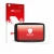 Front side of a product packaging with the brand logo upscreen. Next to it is the device TomTom GO Camper Tour shown with the 