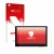 Front side of a product packaging with the brand logo upscreen. Next to it is the device Waveshare 4.3" shown with the corresp