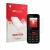 Front side of a product packaging with the brand logo upscreen. Next to it is the device Karbonn K19 Rock shown with the corre