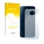 Front side of a product packaging with the brand logo upscreen. Next to it is the device Samsung SM-G920F (Back) shown with th