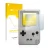 Front side of a product packaging with the brand logo upscreen. Next to it is the device Nintendo Gameboy Pocket shown with th