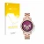 Front side of a product packaging with the brand logo upscreen. Next to it is the device Michael Kors Access Sofie shown with 