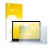 Front side of a product packaging with the brand logo upscreen. Next to it is the device Apple MacBook Air 13" 2018 shown with