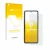 Front side of a product packaging with the brand logo upscreen. Next to it is the device Samsung Galaxy Z Flip 5G shown with t