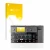 Front side of a product packaging with the brand logo upscreen. Next to it is the device Line 6 Helix Floor shown with the cor
